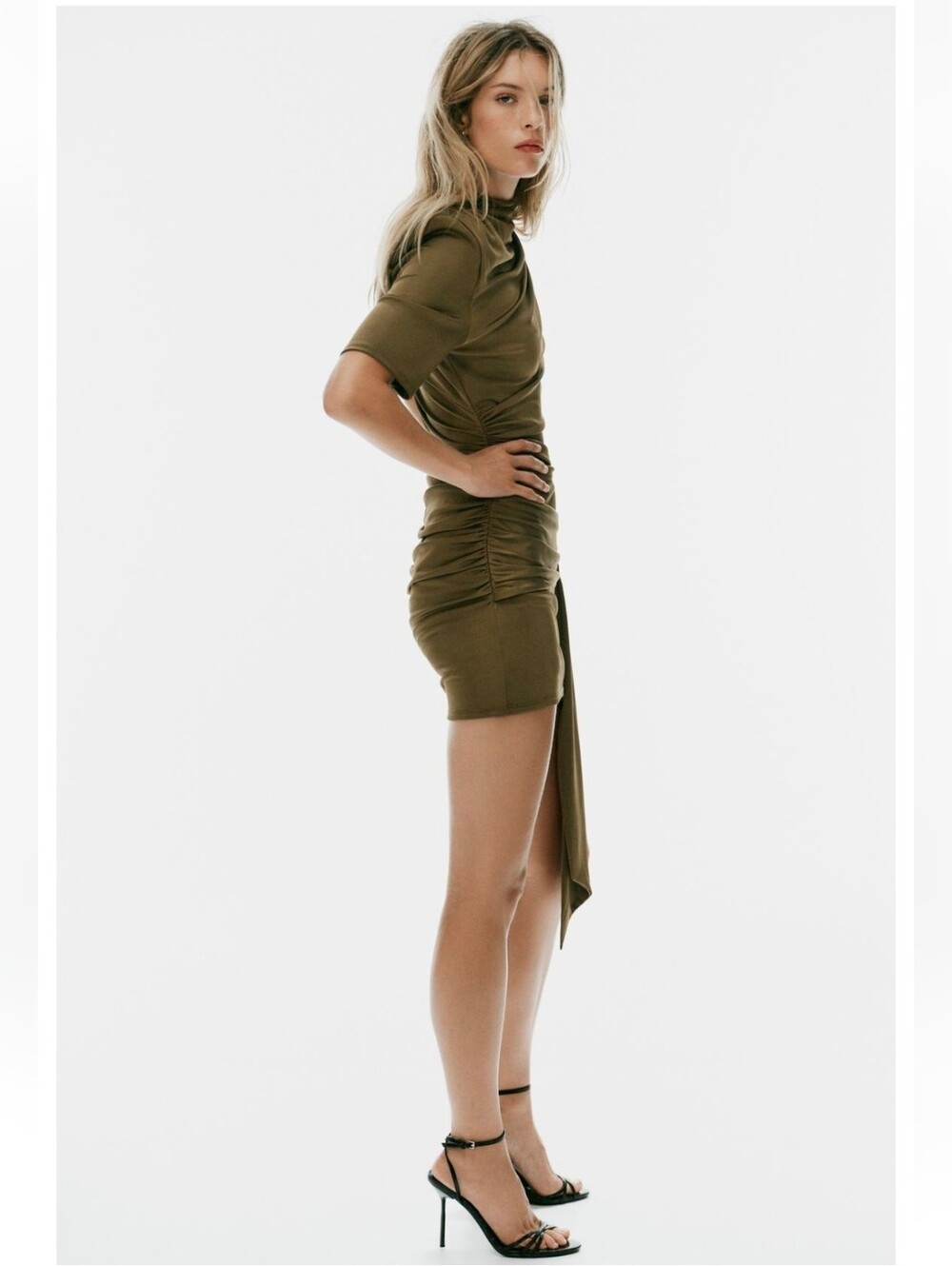 ZARA GATHERED MINI DRESS WITH SASH